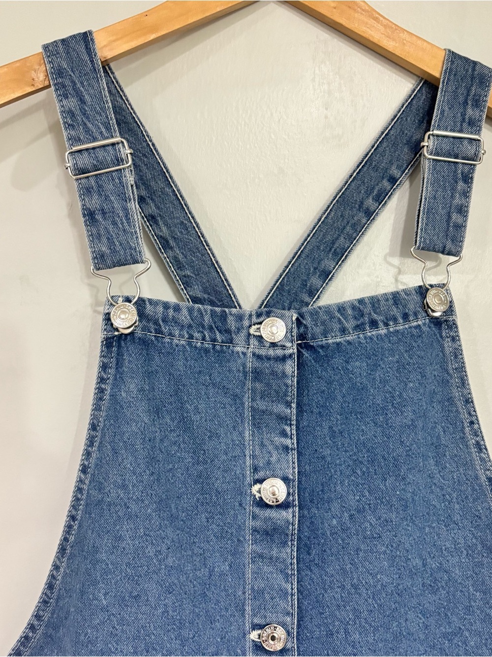 Classic Blue Denim Button-Front Overall Jumper Dress - Picture 3 of 11